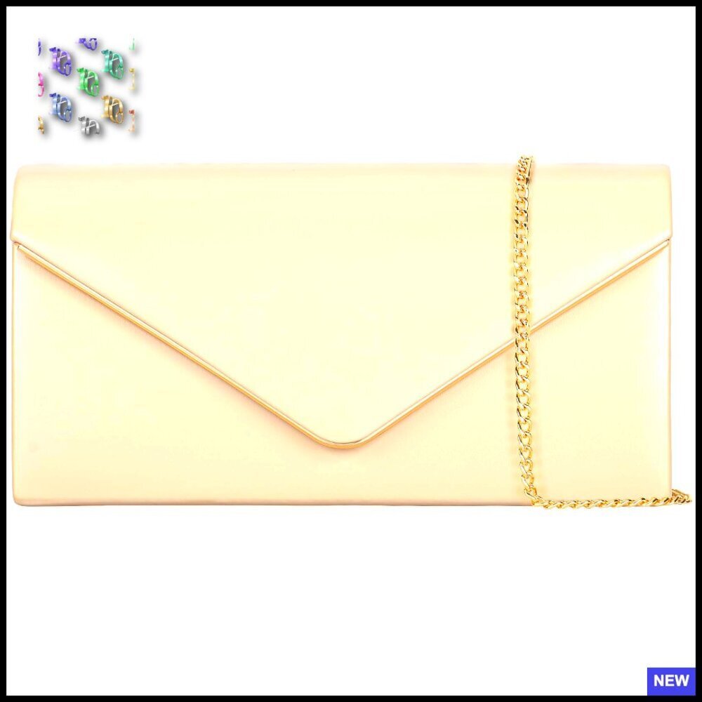 Vegan Leather Envelope Clutch Foldover Evening Handbag Elegant Classic Dressy